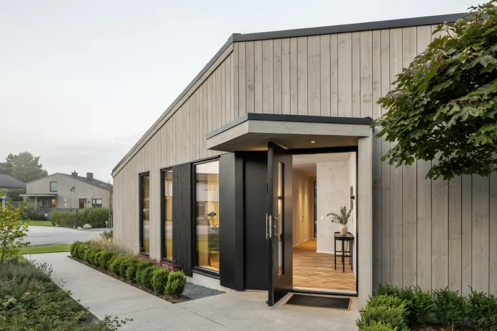 tillbyggnad av entr och hall i villa i n sbypark