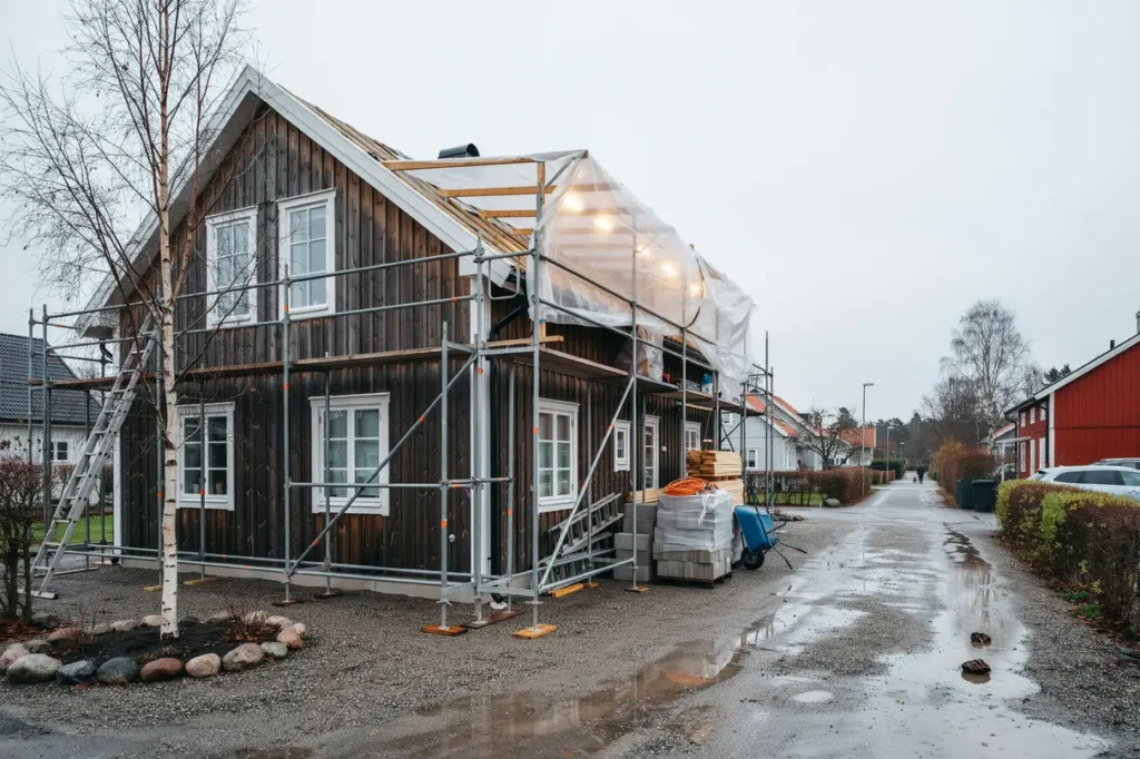 hyra byggst llning och montera v derskydd s krare renovering med mindre risk f r f rseningar